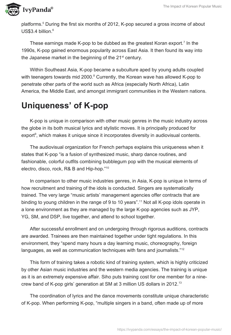 The Impact of Korean Popular Music. Page 2