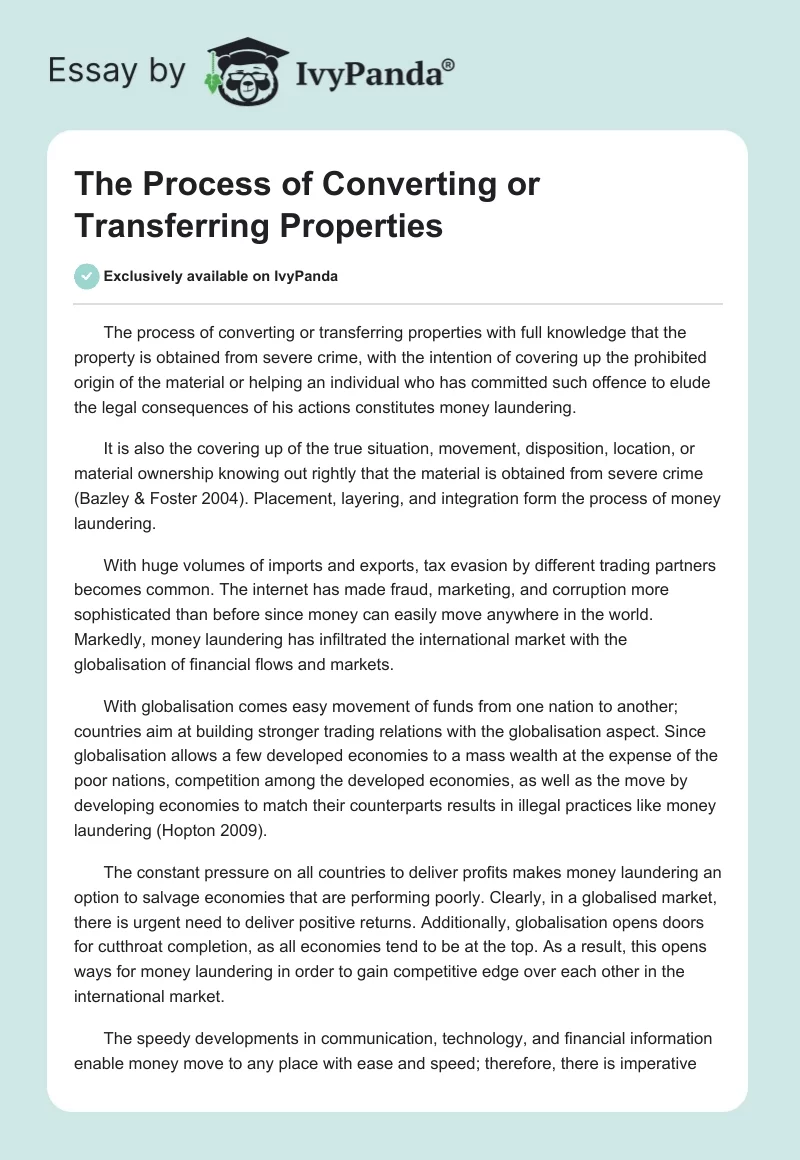 The Process of Converting or Transferring Properties. Page 1
