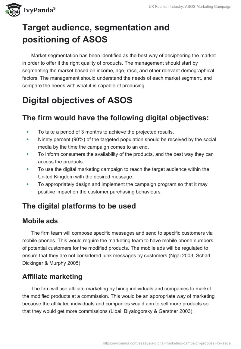 UK Fashion Industry: ASOS Marketing Campaign. Page 4