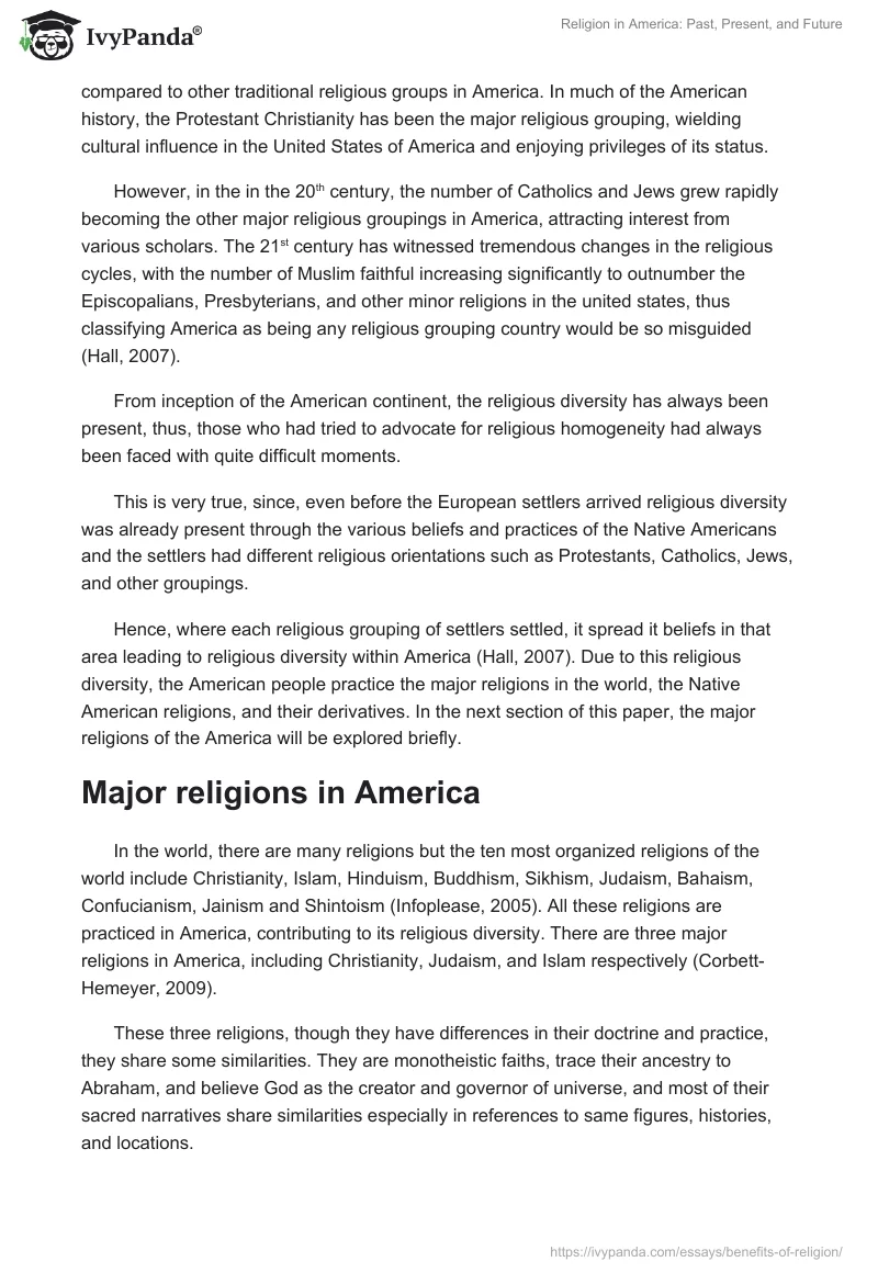 Religion in America: Past, Present, and Future. Page 2