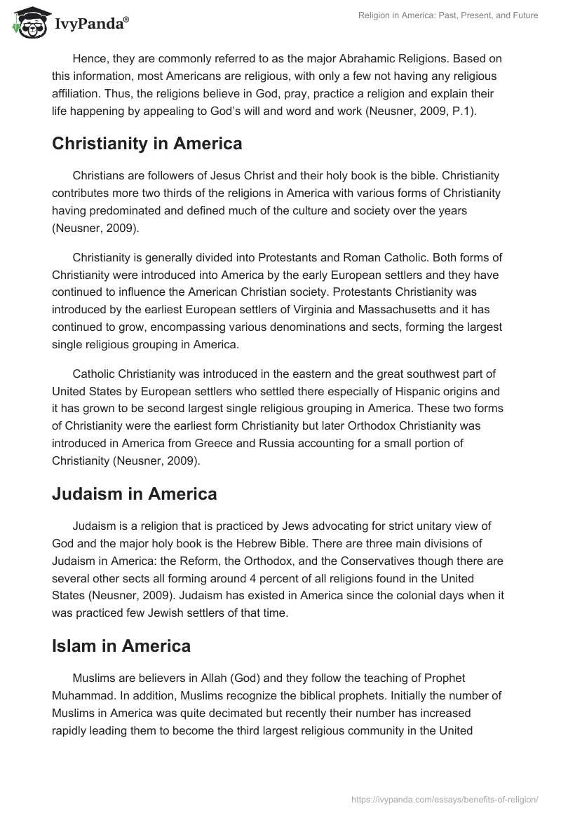 Religion in America: Past, Present, and Future. Page 3