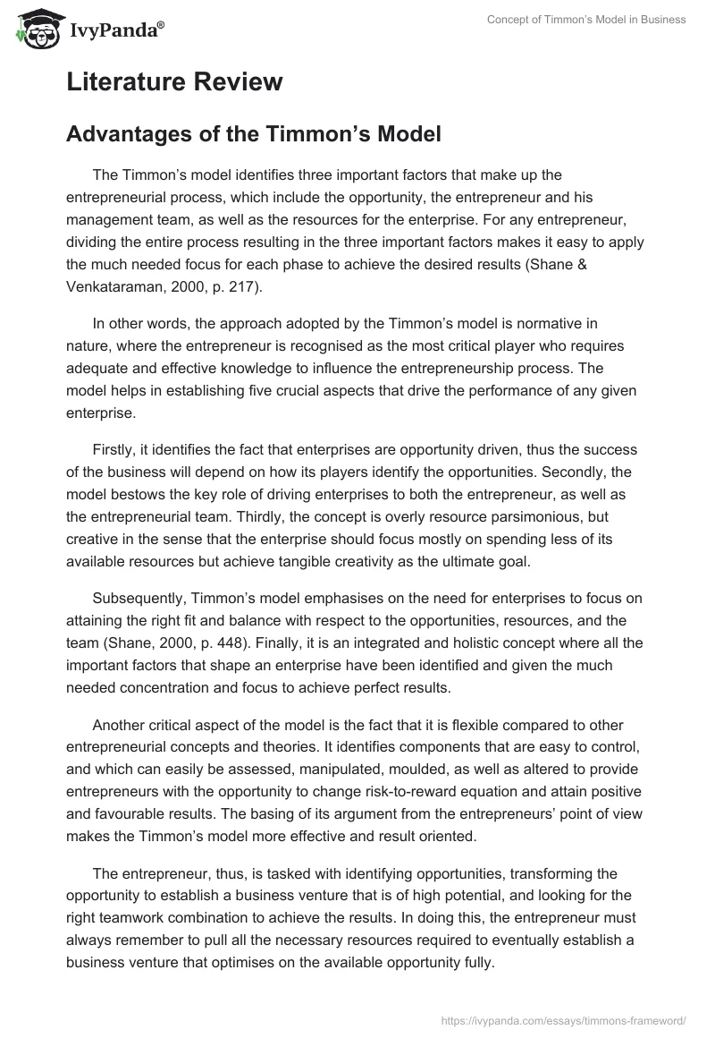 Concept of Timmon’s Model in Business. Page 2