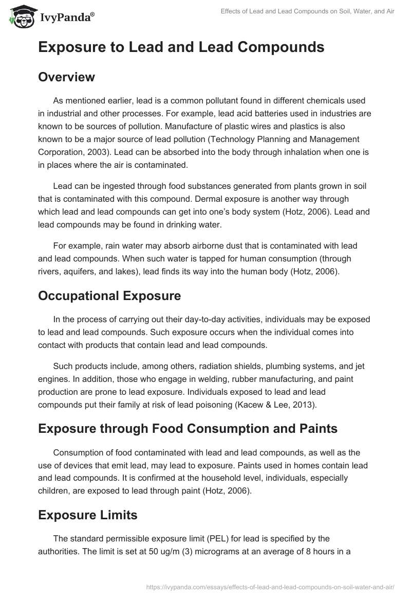 Effects of Lead and Lead Compounds on Soil, Water, and Air. Page 2