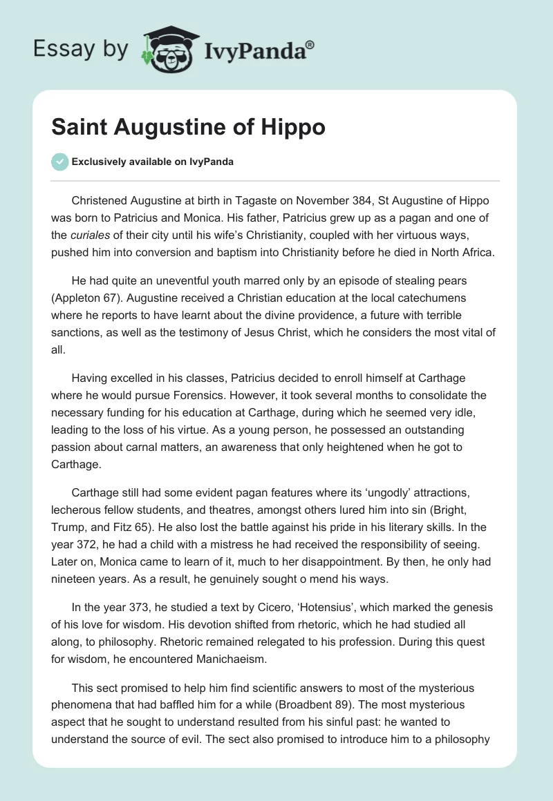 Saint Augustine of Hippo. Page 1