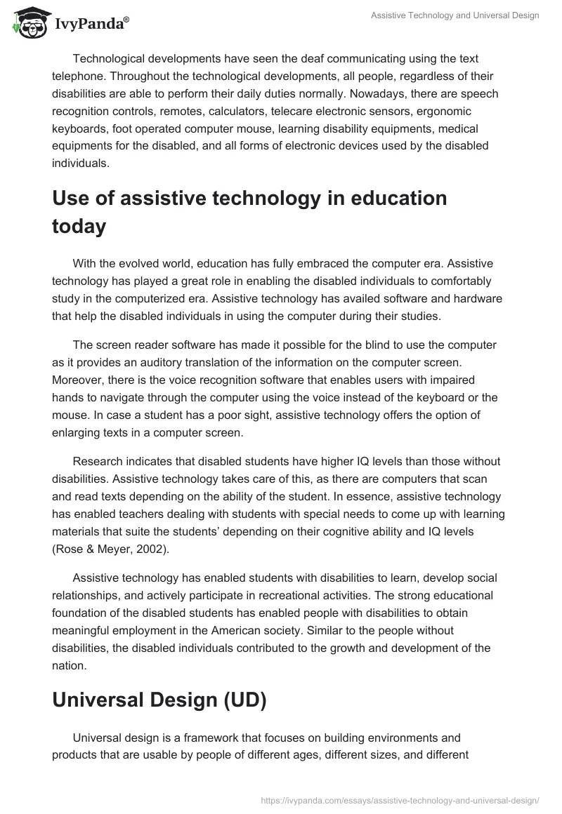 Assistive Technology and Universal Design. Page 2