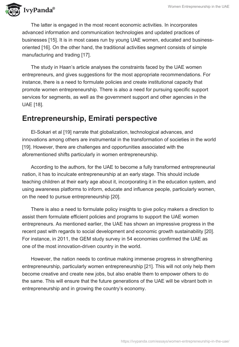 Women Entrepreneurship in the UAE. Page 4