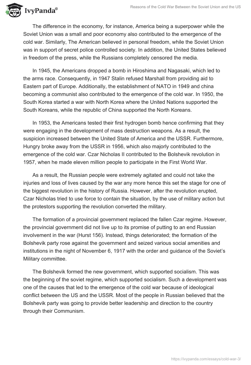 Reasons of the Cold War Between the Soviet Union and the US. Page 2