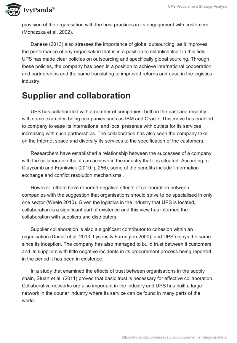 UPS Procurement Strategy Analysis. Page 5