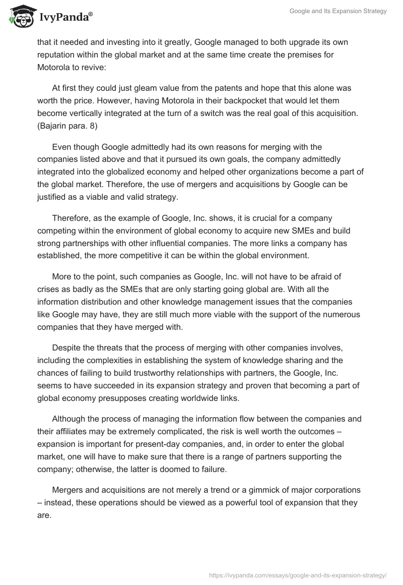 Google and Its Expansion Strategy. Page 4
