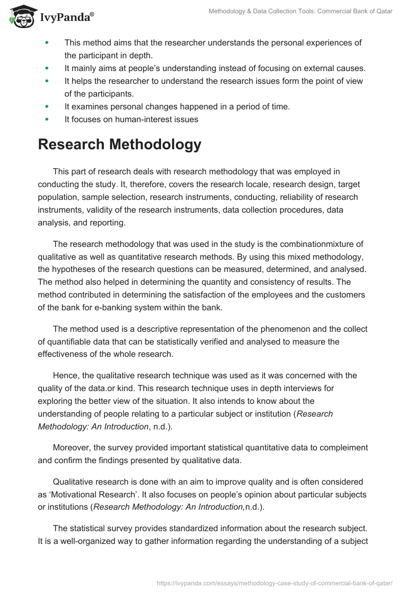 Methodology & Data Collection Tools: Commercial Bank of Qatar. Page 2
