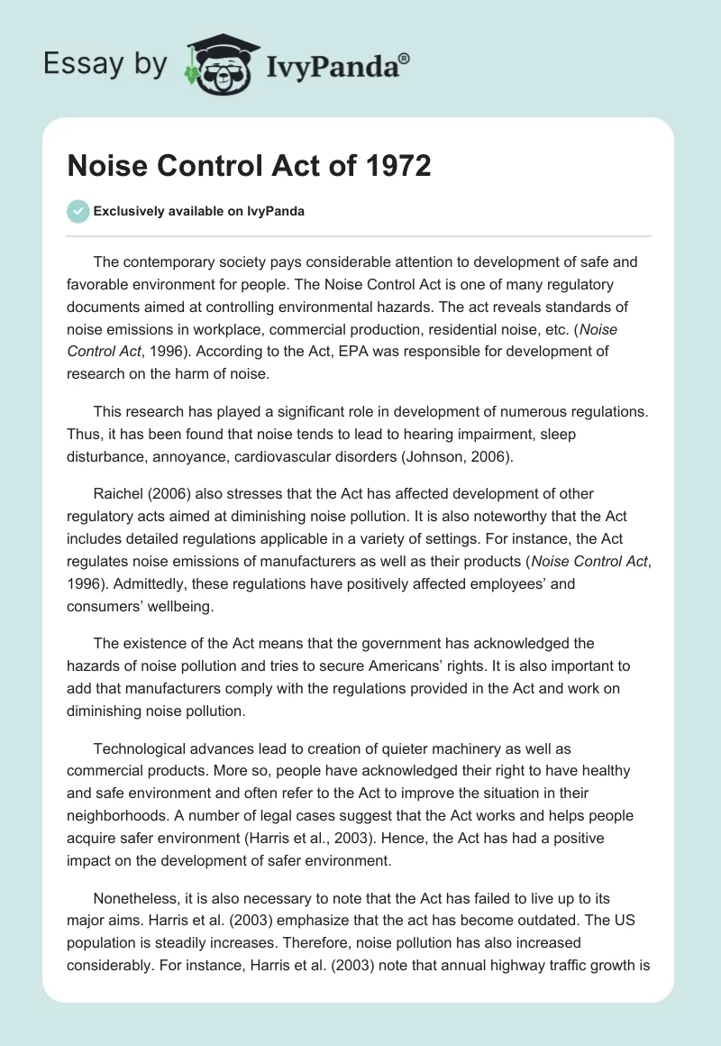 Noise Control Act of 1972. Page 1