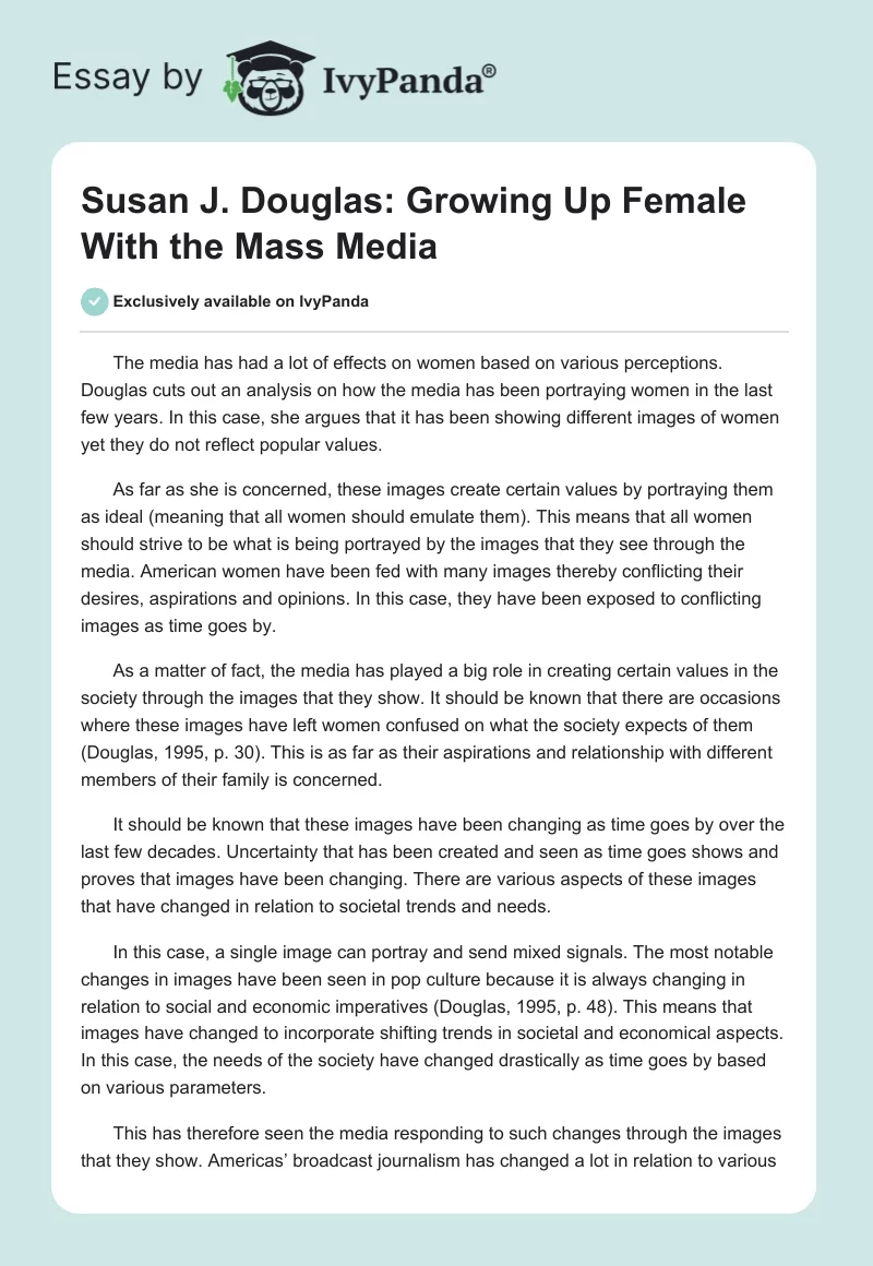 Susan J. Douglas: Growing Up Female With the Mass Media. Page 1