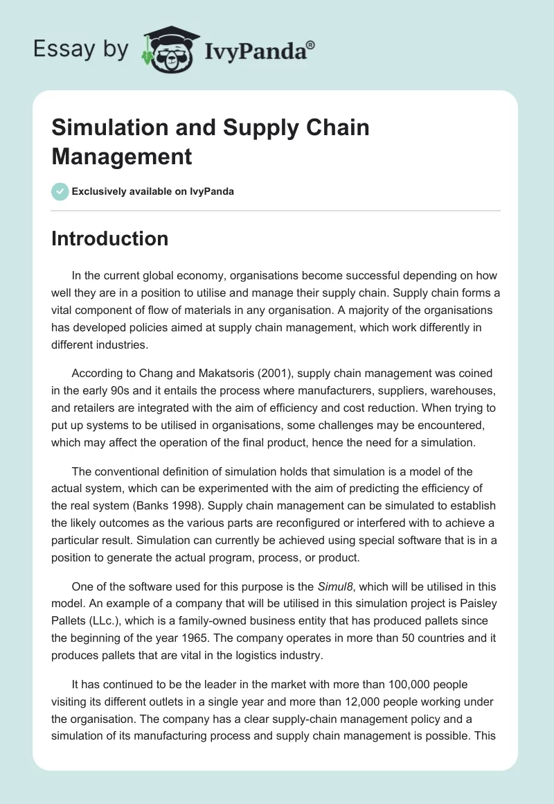 Simulation and Supply Chain Management. Page 1