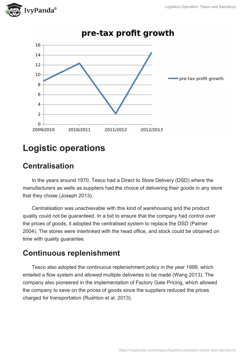 Logistics Operation: Tesco and Sainsbury. Page 3