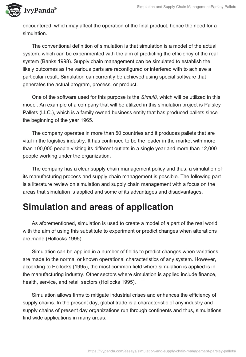 Simulation and Supply Chain Management Parsley Pallets. Page 2
