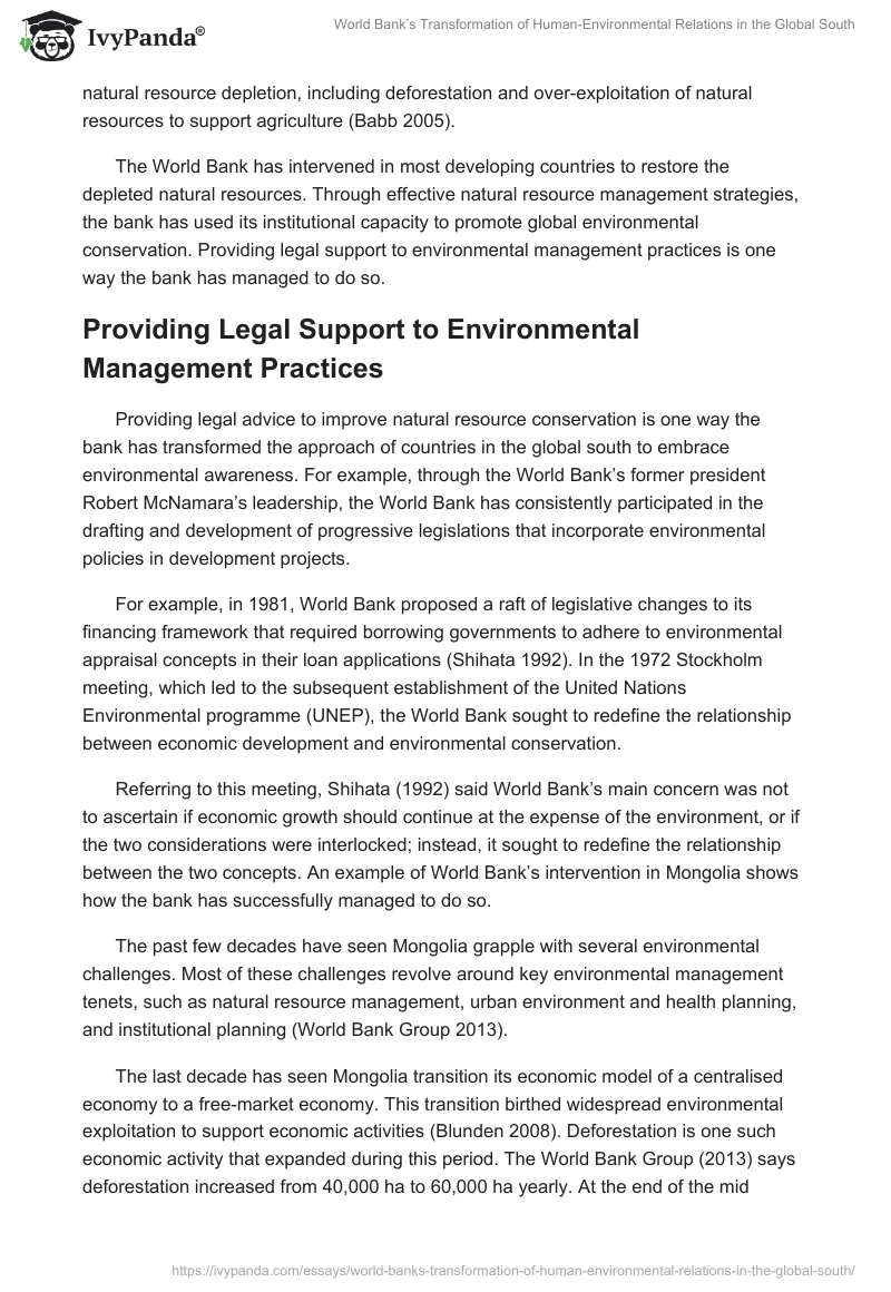 World Bank’s Transformation of Human-Environmental Relations in the Global South. Page 2