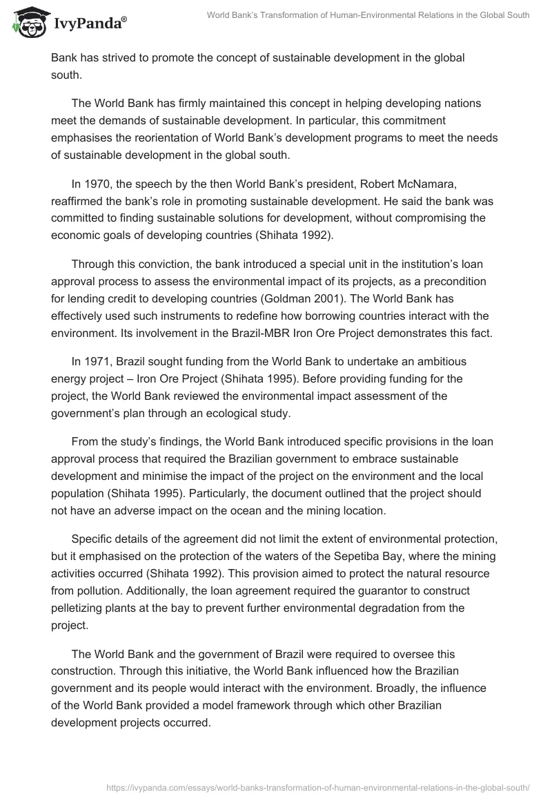 World Bank’s Transformation of Human-Environmental Relations in the Global South. Page 4