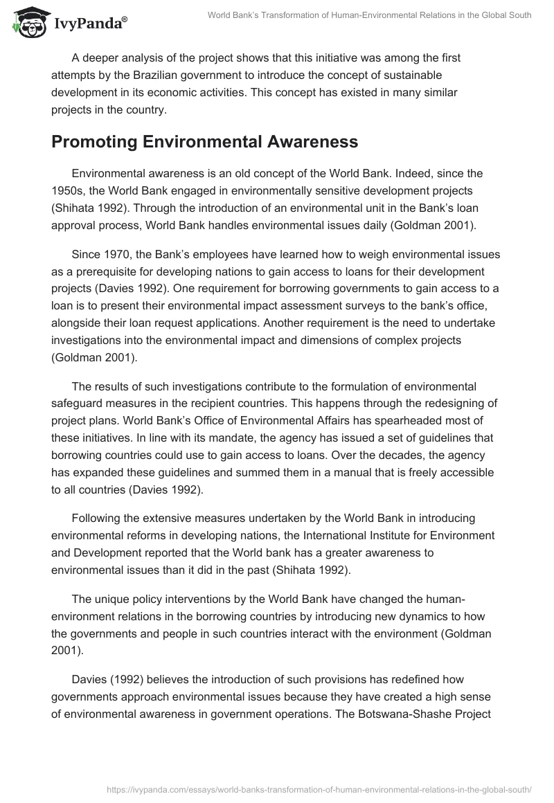 World Bank’s Transformation of Human-Environmental Relations in the Global South. Page 5