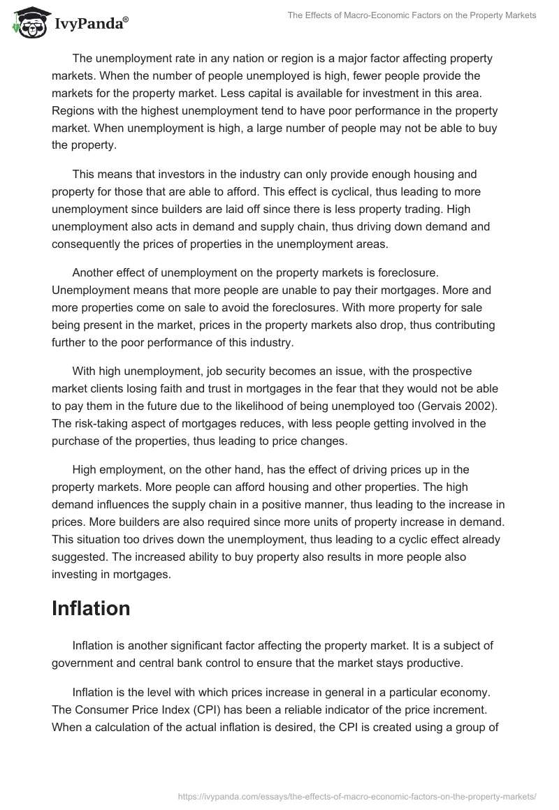 The Effects of Macro-Economic Factors on the Property Markets. Page 3