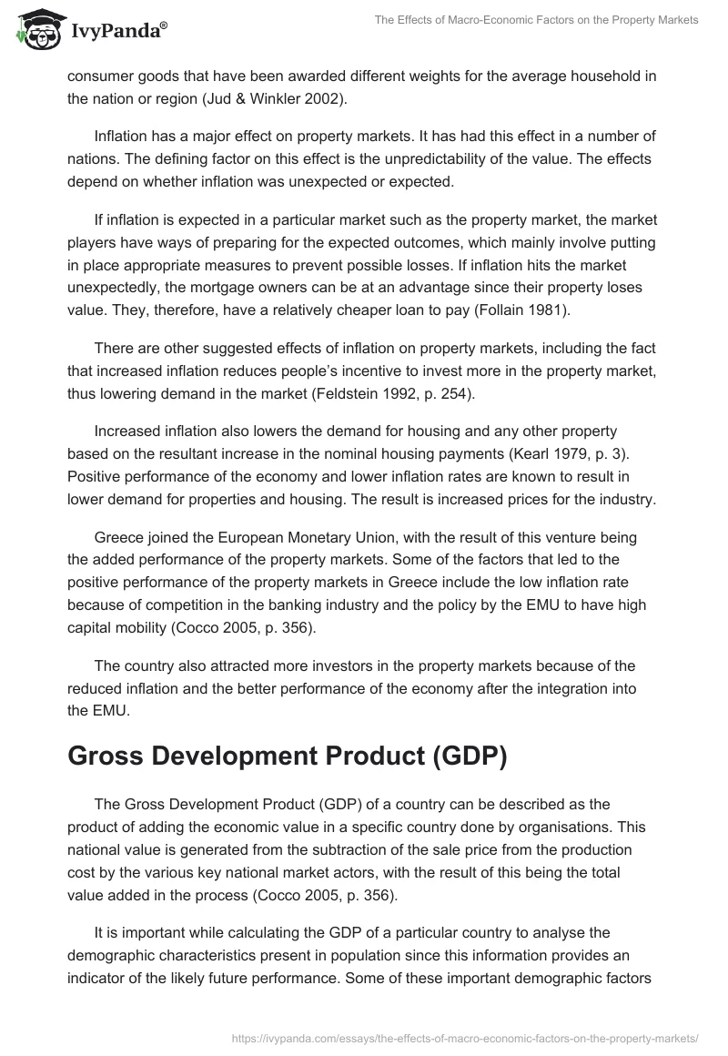 The Effects of Macro-Economic Factors on the Property Markets. Page 4