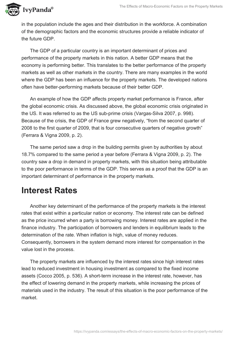 The Effects of Macro-Economic Factors on the Property Markets. Page 5