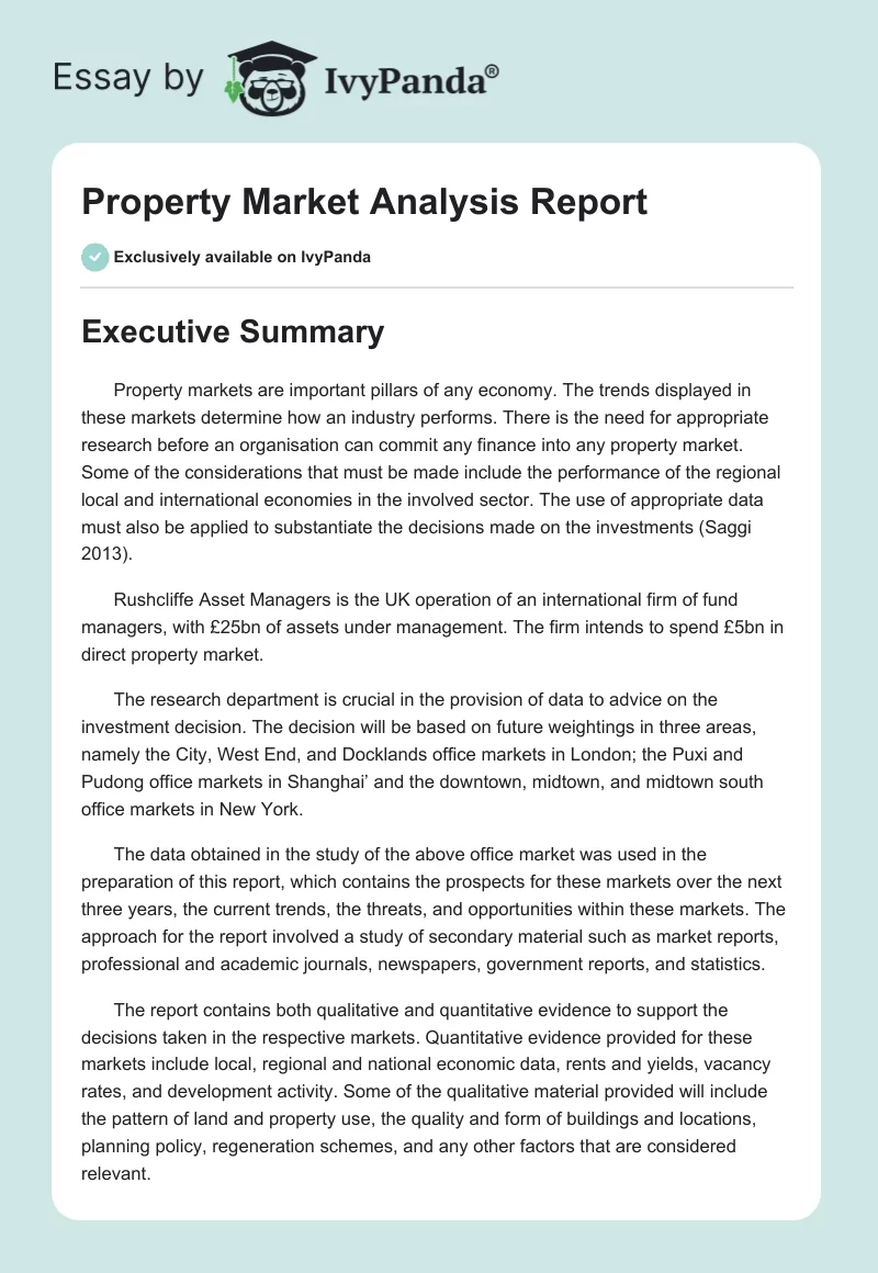 Property Market Analysis Report. Page 1