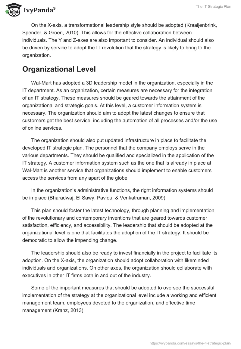 The IT Strategic Plan - 1749 Words | Coursework Example