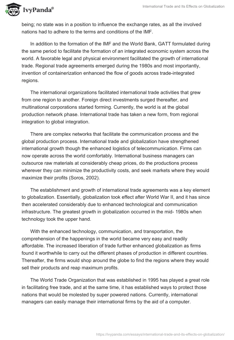 International Trade and Its Effects on Globalization. Page 3