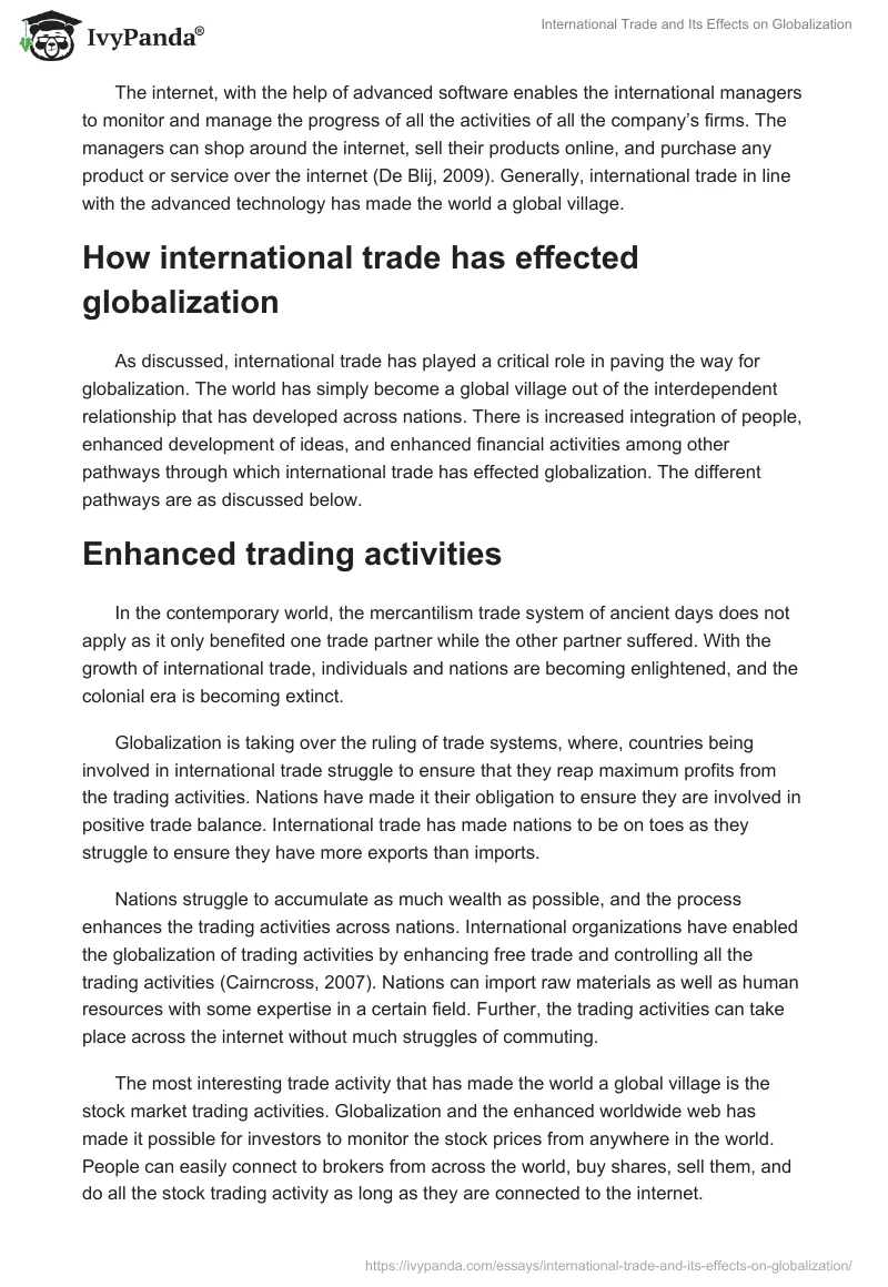 International Trade and Its Effects on Globalization. Page 4