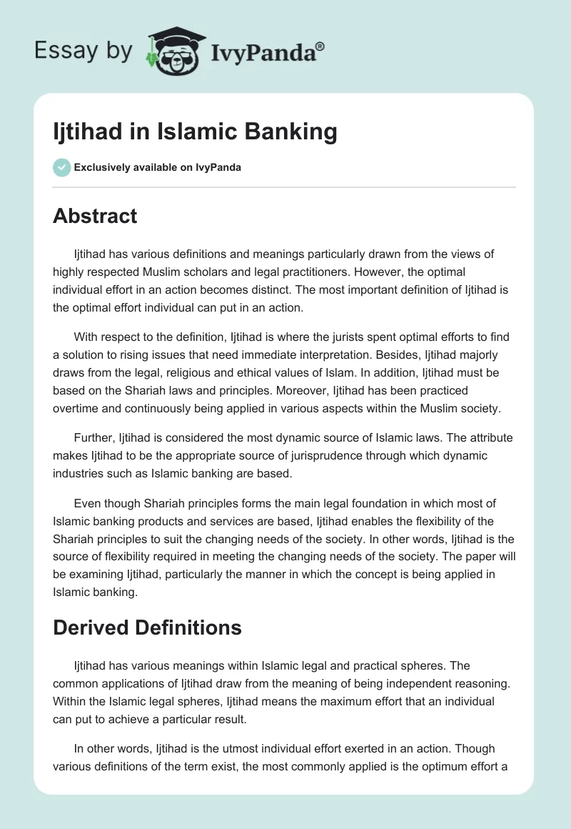 Ijtihad in Islamic Banking. Page 1