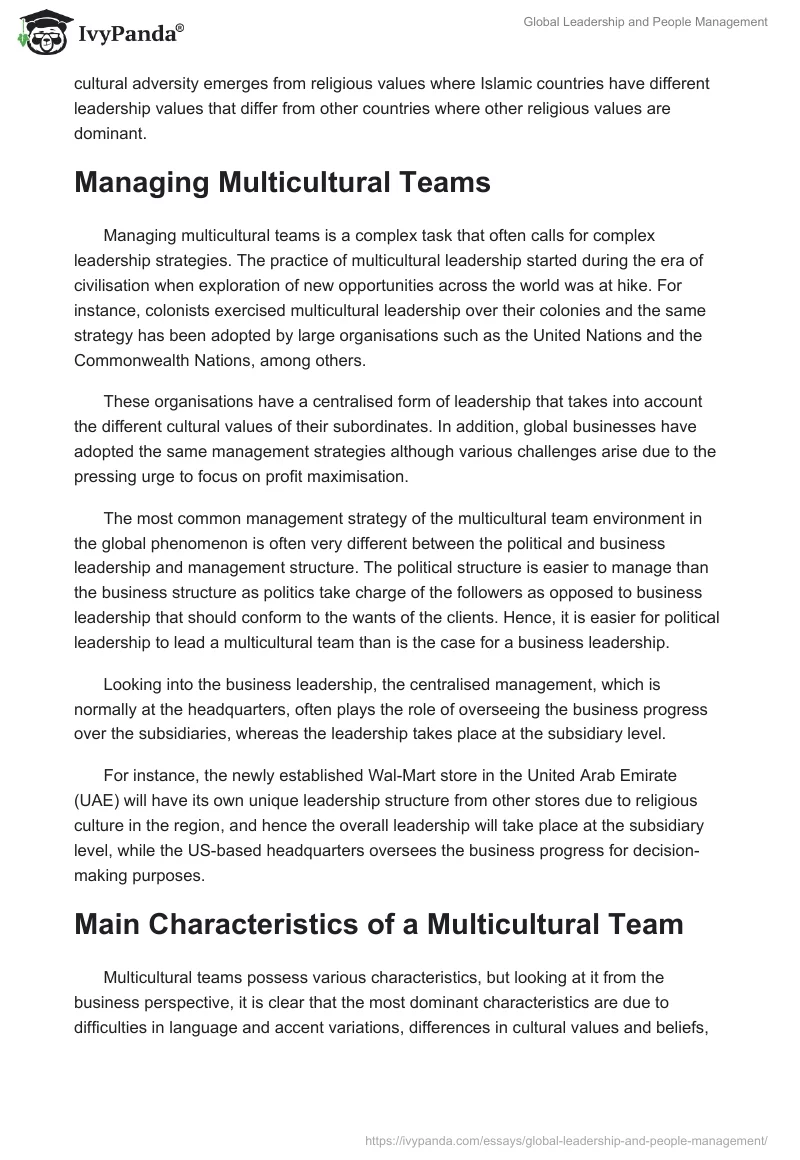 Global Leadership and People Management. Page 2