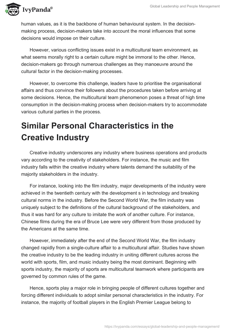 Global Leadership and People Management. Page 4