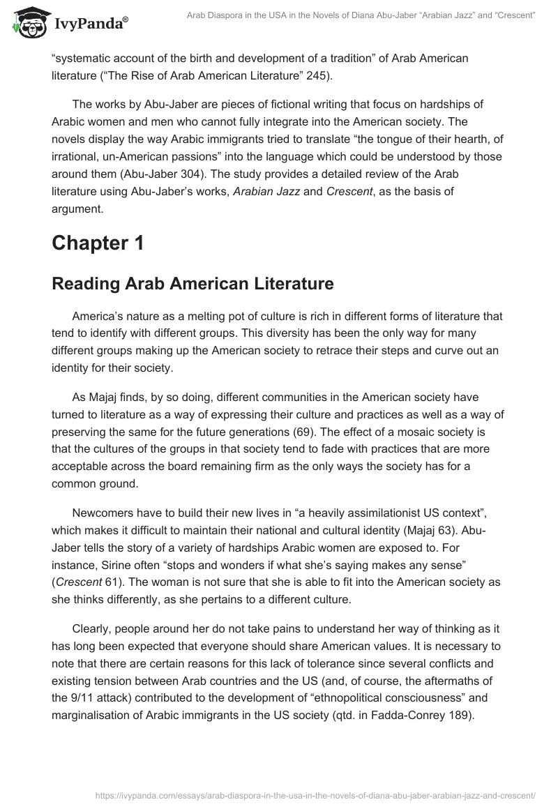 Arab Diaspora in the USA in the Novels of Diana Abu-Jaber “Arabian Jazz” and “Crescent”. Page 2