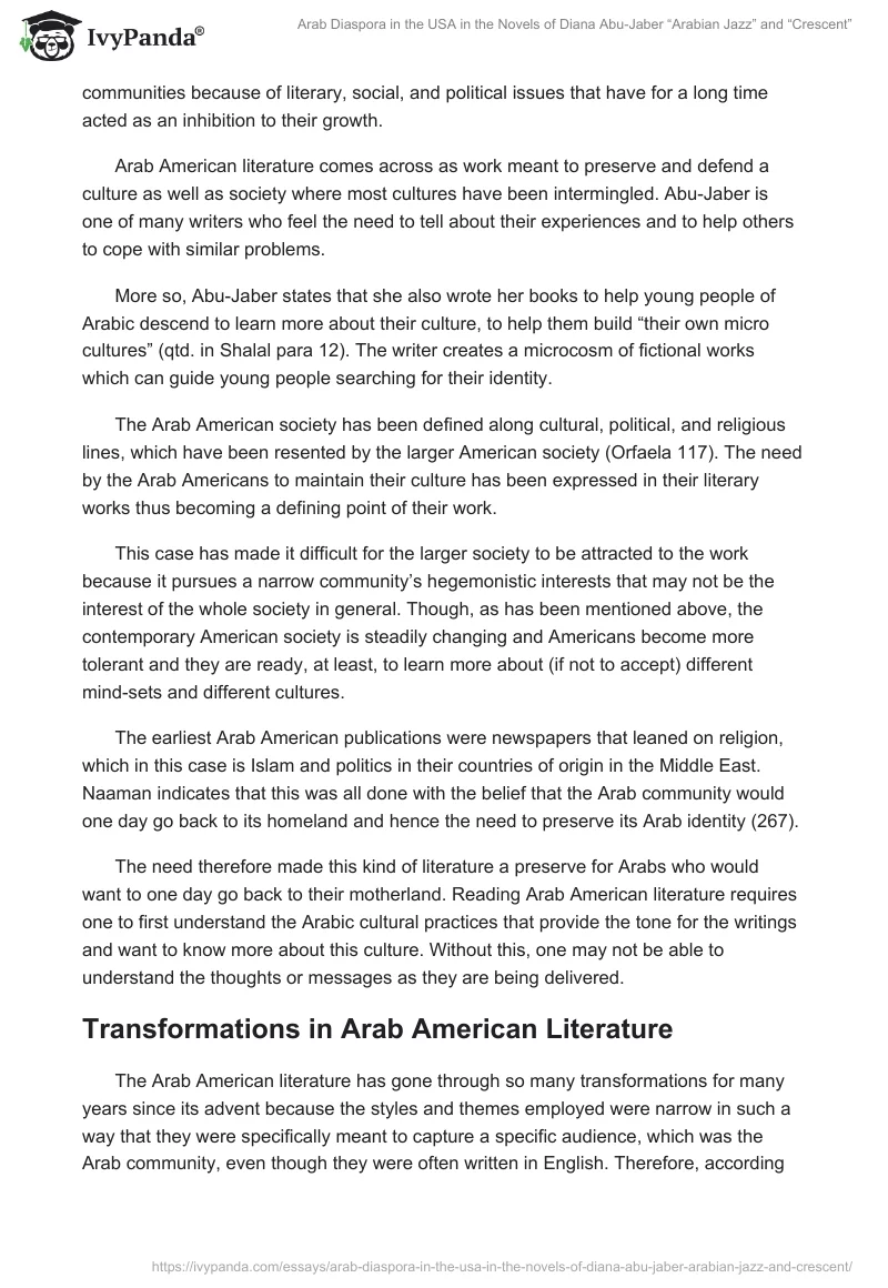 Arab Diaspora in the USA in the Novels of Diana Abu-Jaber “Arabian Jazz” and “Crescent”. Page 4
