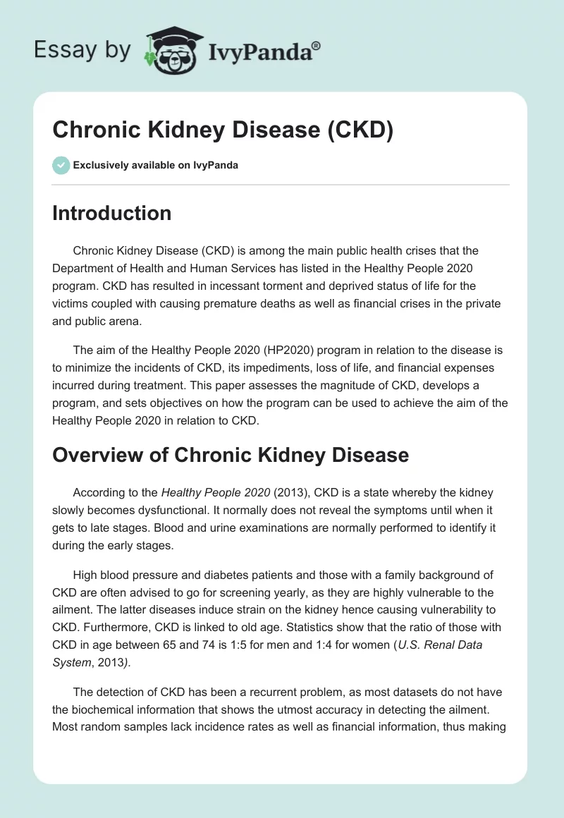 Chronic Kidney Disease (CKD). Page 1