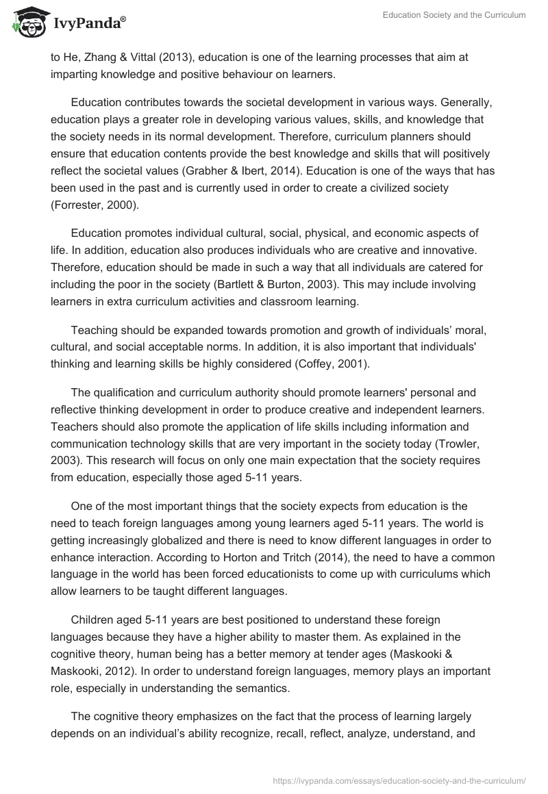 Education Society and the Curriculum. Page 3