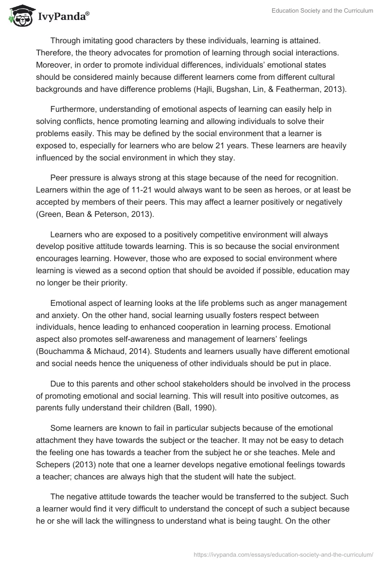 Education Society and the Curriculum. Page 5