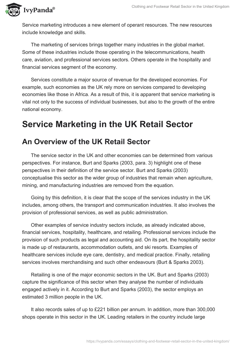 Clothing and Footwear Retail Sector in the United Kingdom. Page 2