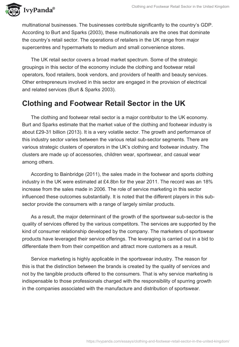 Clothing and Footwear Retail Sector in the United Kingdom. Page 3