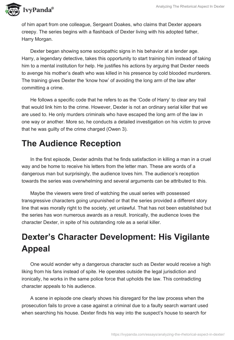 Analyzing The Rhetorical Aspect In Dexter. Page 2