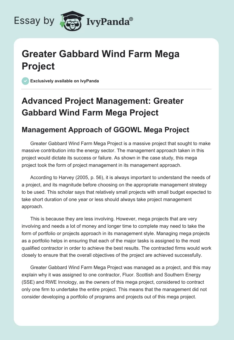 Greater Gabbard Wind Farm Mega Project. Page 1