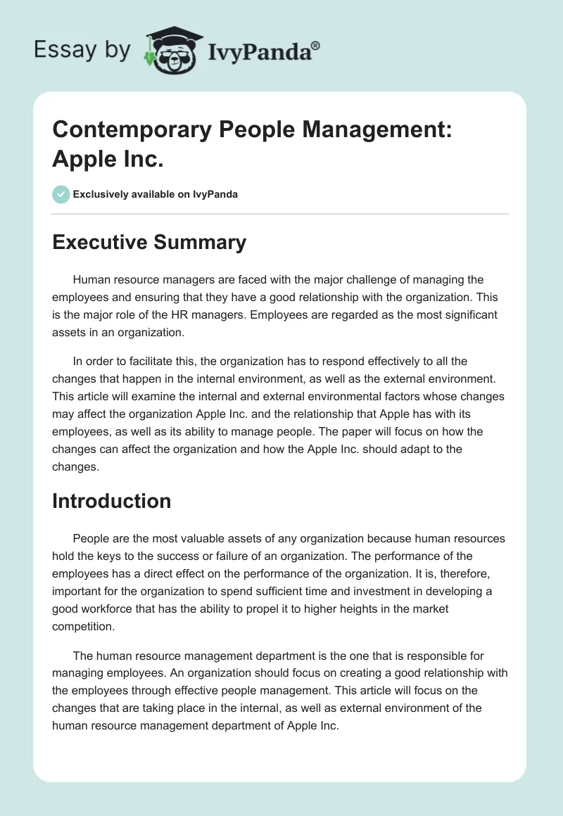 Contemporary People Management: Apple Inc.. Page 1