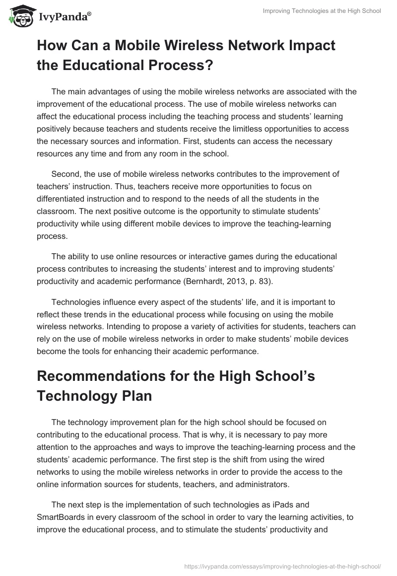 Improving Technologies at the High School. Page 3