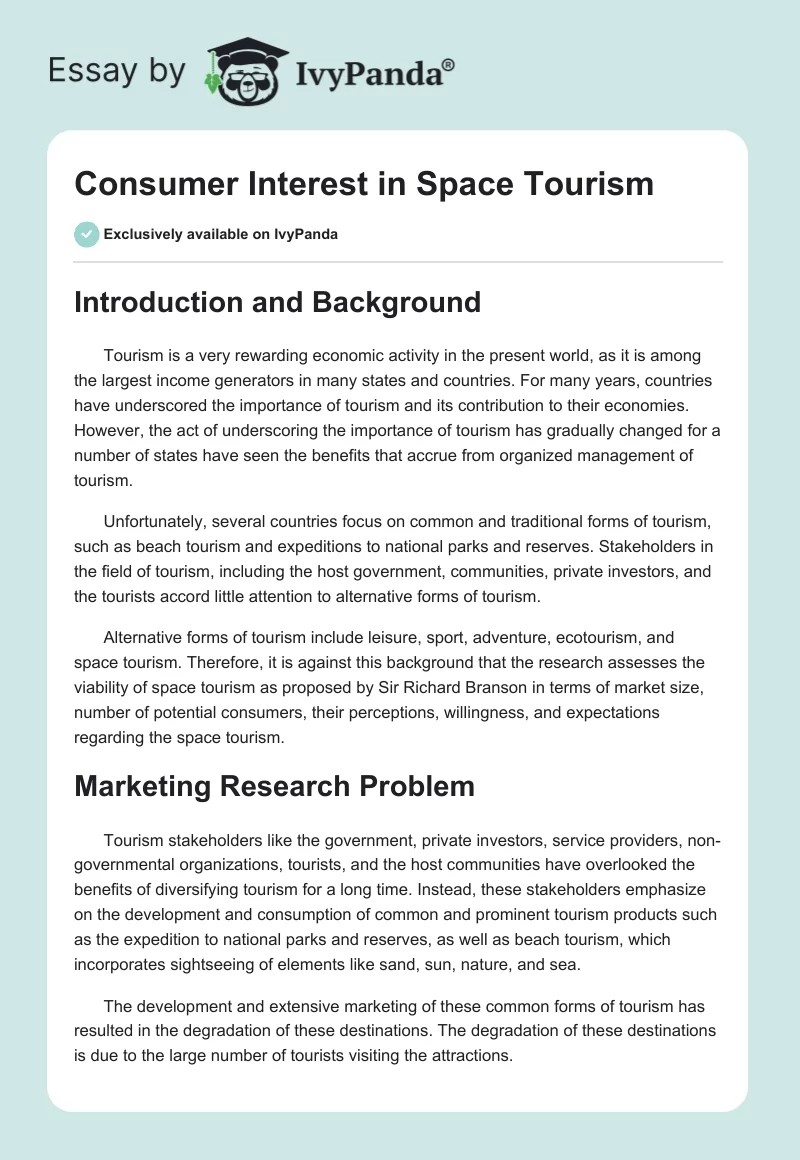 Consumer Interest in Space Tourism. Page 1