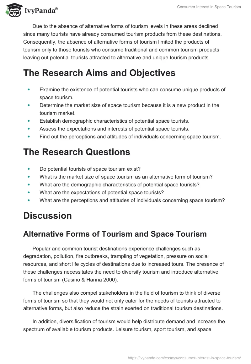 Consumer Interest in Space Tourism. Page 3