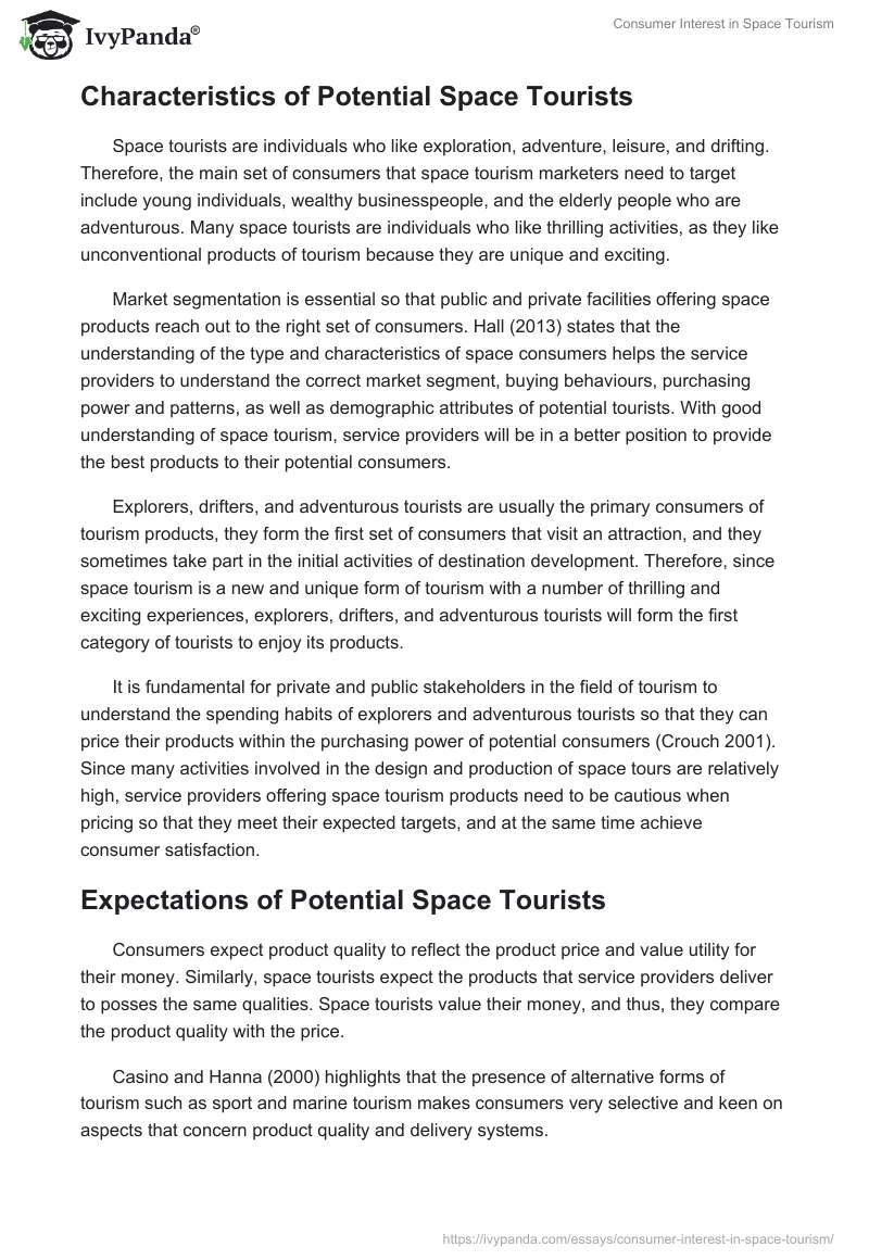 Consumer Interest in Space Tourism. Page 5