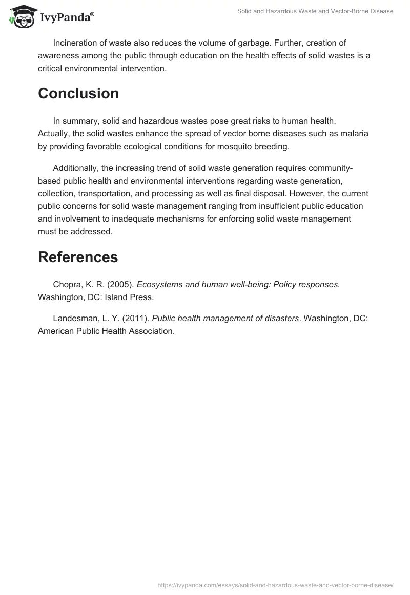 Solid and Hazardous Waste and Vector-Borne Disease. Page 3