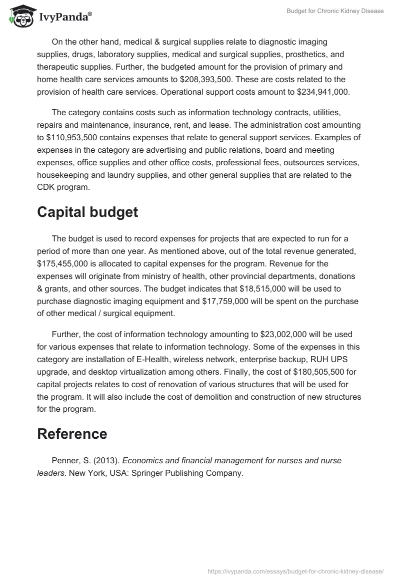 Budget for Chronic Kidney Disease. Page 5