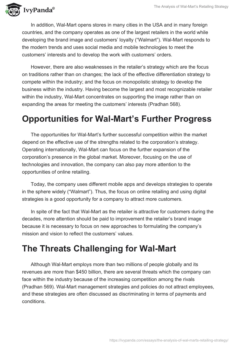 The Analysis of Wal-Mart’s Retailing Strategy. Page 3
