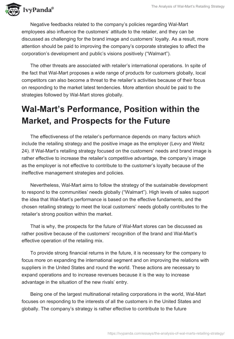 The Analysis of Wal-Mart’s Retailing Strategy. Page 4